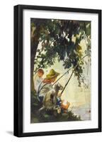 Tom Sawyer Fishing-Howard Pyle-Framed Art Print