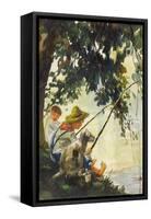 Tom Sawyer Fishing-Howard Pyle-Framed Stretched Canvas