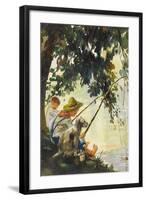 Tom Sawyer Fishing-Howard Pyle-Framed Art Print