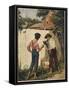 Tom Sawyer Whitewashing the Fence-null-Framed Stretched Canvas
