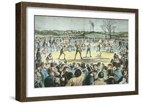 Tom Sayers V. John Heenan at Farnborough, England on 17th April, 1860-English School-Framed Giclee Print