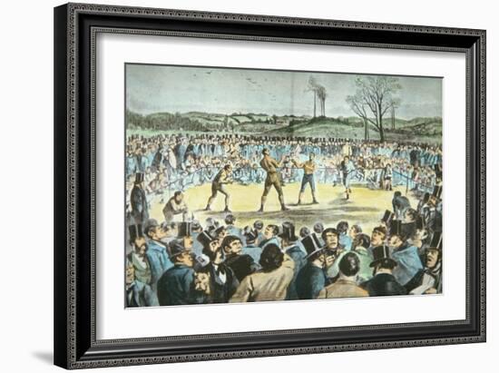 Tom Sayers V. John Heenan at Farnborough, England on 17th April, 1860-English School-Framed Giclee Print