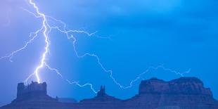 Lightning Striking Monument Valley, Utah Monument Valley Tribal Park Navajo Reservation-Tom Till-Photographic Print