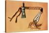 Tomahawk Pipe, Blackfoot Tribe (Steel and Textile)-American-Stretched Canvas