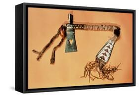 Tomahawk Pipe, Blackfoot Tribe (Steel and Textile)-American-Framed Stretched Canvas