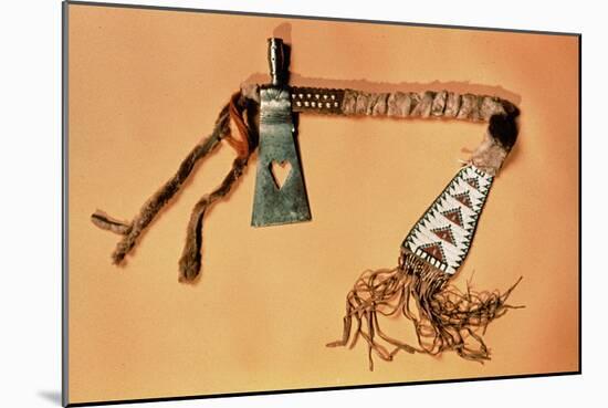 Tomahawk Pipe, Blackfoot Tribe (Steel and Textile)-American-Mounted Giclee Print