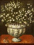 Myrtle in a Lobed-Footed Polychrome Maiolica Manises Vase on a Draped Ledge, 1663-Tomas Hiepes-Framed Giclee Print