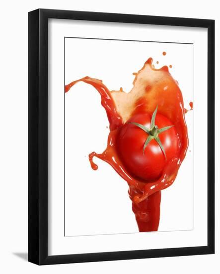 Tomato on Ketchup Splash-Kröger & Gross-Framed Premium Photographic Print