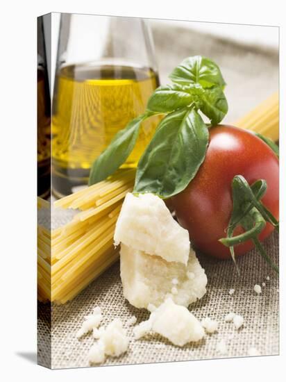 Tomato with Spaghetti, Parmesan, Basil and Olive Oil-null-Stretched Canvas