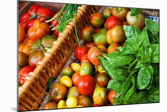 Tomatoes and Basil at Farmers' Market, Savannah, Georgia, USA-Joanne Wells-Mounted Photographic Print