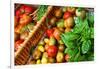 Tomatoes and Basil at Farmers' Market, Savannah, Georgia, USA-Joanne Wells-Framed Photographic Print