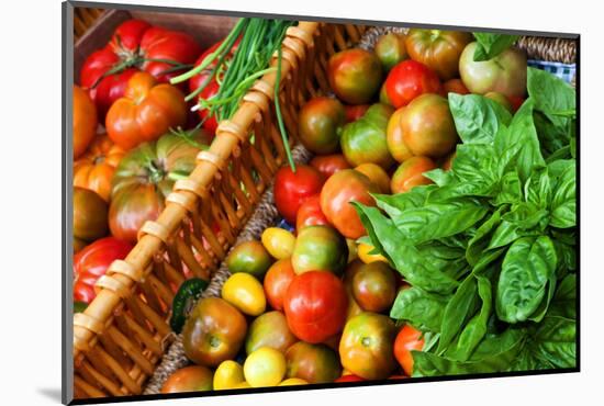 Tomatoes and Basil at Farmers' Market, Savannah, Georgia, USA-Joanne Wells-Mounted Photographic Print