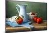 Tomatoes Bowl & Jug Still Life-null-Mounted Art Print