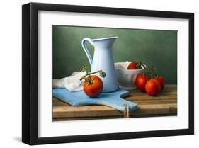 Tomatoes Bowl & Jug Still Life-null-Framed Art Print