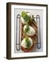 Tomatoes, Mozzarella and Basil on Toasted Bread-null-Framed Photographic Print