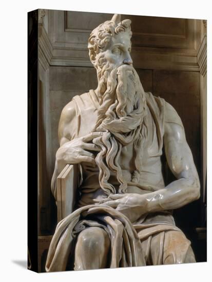 Tomb of Giulio II: Moses, by Buonarroti Michelangelo, 1513, 16th Century, Marble-Michelangelo Buonarroti-Stretched Canvas