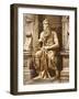 Tomb of Pope Julius II (1453-1513) Detail of Moses, 1513-16 (Marble)-Michelangelo Buonarroti-Framed Giclee Print