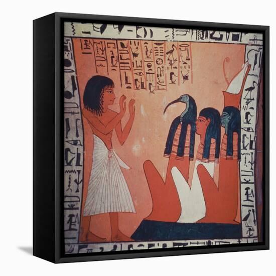 Tomb Painting Depicting the Departed before Osiris, Isis, and Thoth (Fresco)-Egyptian 2nd Dynasty-Framed Stretched Canvas