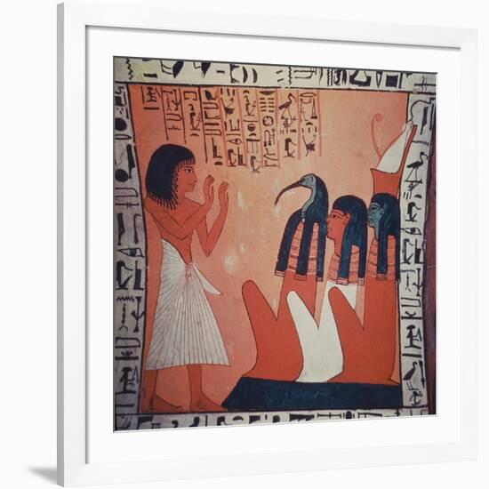 Tomb Painting Depicting the Departed before Osiris, Isis, and Thoth (Fresco)-Egyptian 2nd Dynasty-Framed Giclee Print