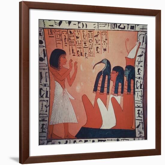 Tomb Painting Depicting the Departed before Osiris, Isis, and Thoth (Fresco)-Egyptian 2nd Dynasty-Framed Giclee Print