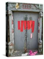 Tomb Stone with Red Strips at Qingming Festival, China-Keren Su-Stretched Canvas