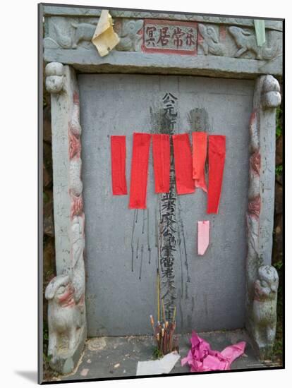 Tomb Stone with Red Strips at Qingming Festival, China-Keren Su-Mounted Photographic Print