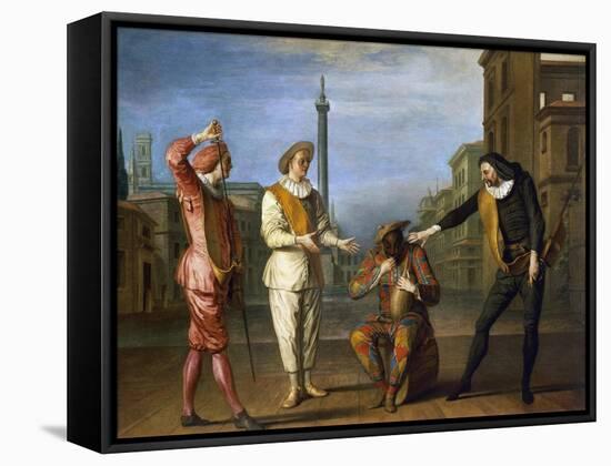 Tombeaux of Maitre Andre, Scene from Commedia Dell'Arte-Claude Gillot-Framed Stretched Canvas