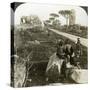 Tombs and Children in Traditional Dress, Appian Way, Rome, Italy-Underwood & Underwood-Stretched Canvas