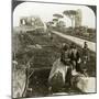 Tombs and Children in Traditional Dress, Appian Way, Rome, Italy-Underwood & Underwood-Mounted Photographic Print