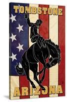 Tombstone, Arizona - Bronco Bucking and Flag-Lantern Press-Stretched Canvas