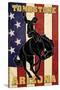 Tombstone, Arizona - Bronco Bucking and Flag-Lantern Press-Stretched Canvas