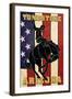 Tombstone, Arizona - Bronco Bucking and Flag-Lantern Press-Framed Art Print