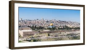 Tombstones on the Mount of Olives with the Old City in background, Jerusalem, Israel, Middle East-Alexandre Rotenberg-Framed Photographic Print