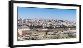 Tombstones on the Mount of Olives with the Old City in background, Jerusalem, Israel, Middle East-Alexandre Rotenberg-Framed Photographic Print