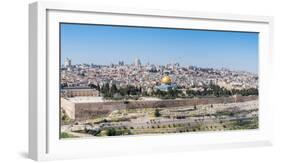 Tombstones on the Mount of Olives with the Old City in background, Jerusalem, Israel, Middle East-Alexandre Rotenberg-Framed Photographic Print