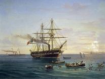 Frigate Price Umberto Rescuing Shipwrecked Re D'Italia Battleship-Tommaso De Simone-Framed Stretched Canvas
