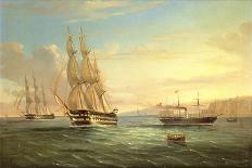 Ship from a British Squadron and Other Craft Underway in the Western Reaches of the Bay of Naples-Tommaso de Simone-Framed Giclee Print