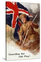 Tommy Guards the Flag with Bayonet in Hand and Pipe in Mouth!-null-Stretched Canvas