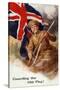 Tommy Guards the Flag with Bayonet in Hand and Pipe in Mouth!-null-Stretched Canvas