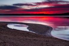 Sunrise on A Sandy Shoreline of Longview Lake in Kansas City-tomofbluesprings-Stretched Canvas