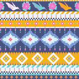 Hipster Seamless Aztec Pattern With Geometric Elements-tomuato-Framed Stretched Canvas