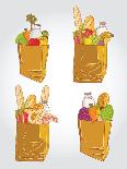 Paper Bag With Food Bread And Fruits, Vegetable-tomuato-Art Print