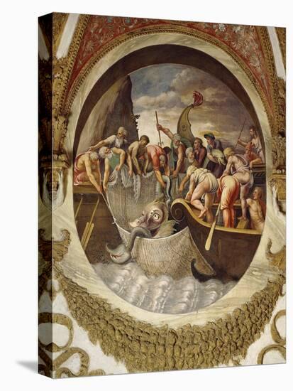 Tondo Showing a Whaling Scene-Giulio Romano-Stretched Canvas