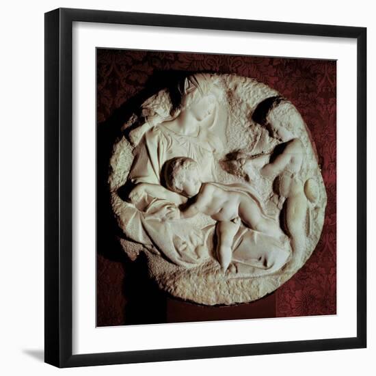 Tondo Taddei, Circular Stone Sculptured Panel (1475-1564)-Michelangelo Buonarroti-Framed Giclee Print