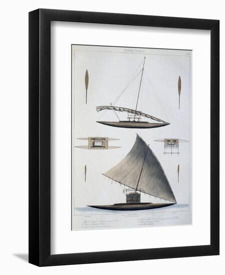 Tonga Canoes-null-Framed Premium Giclee Print