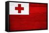 Tonga Flag Design with Wood Patterning - Flags of the World Series-Philippe Hugonnard-Framed Stretched Canvas