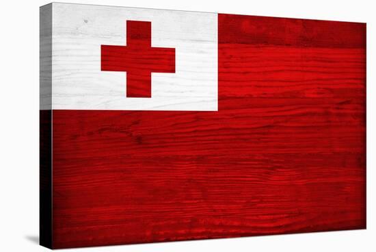 Tonga Flag Design with Wood Patterning - Flags of the World Series-Philippe Hugonnard-Stretched Canvas