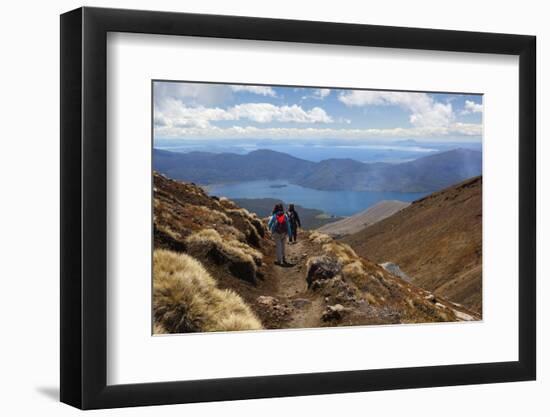 Tongariro Alpine Crossing with View of Lake Taupo-Stuart-Framed Photographic Print