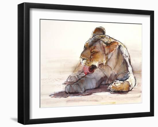 Tongue Bath, 2019, (conté and pastel on paper)-Mark Adlington-Framed Giclee Print