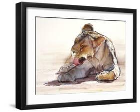 Tongue Bath, 2019, (conté and pastel on paper)-Mark Adlington-Framed Giclee Print